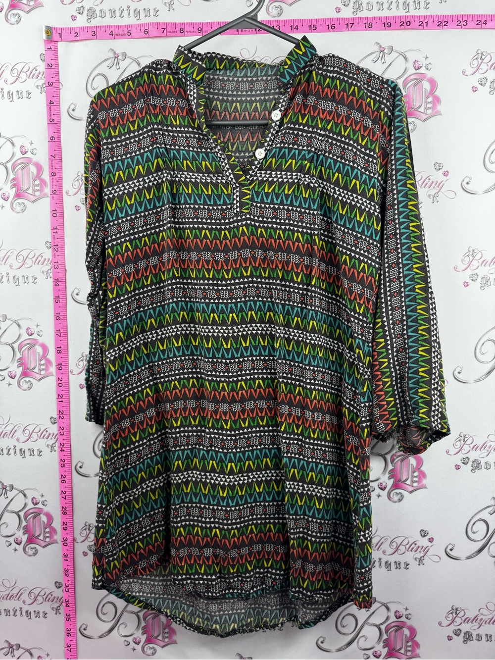 Dress Aztec button up or long shirt  Patterned Mini Dress with V-Neck